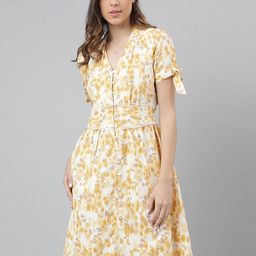 Latin Quarters Floral Print Flared Sleeve Fit & Flare Dress-picture-22