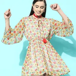Anouk Floral Print Georgette Fit & Flare Dress image 3