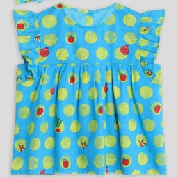 Somersault Infant Girls Polka Dot Print Flutter Sleeve Cotton Fit & Flare Dress & Headband-picture-14
