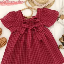 StyleCast x Revolte Checked Flutter Sleeve Fit & Flare Dress-picture-32