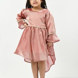 Bella Moda Girls Bell Sleeve Embellished Satin Fit & Flare Dress-picture-41