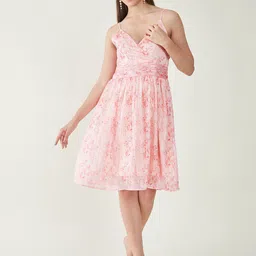 Bitterlime Floral Fit & Flare Dress-image-68