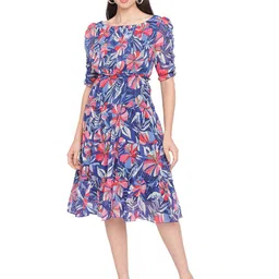 BAESD Floral Print Ruffled Chiffon Fit & Flare Dress-picture-31