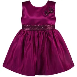 Wish Karo Purple Satin Fit & Flare Dress-image-72
