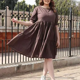 Swadeshi Shringaar Puff Sleeves Tiered Pure Cotton Fit & Flare Dress-picture-11