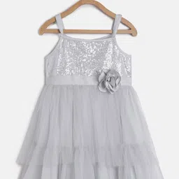 MINI KLUB Girls Grey Embellished A-line Dress-picture-27