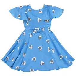 Wish Karo Girls Blue Printed Frock Dress-image-0