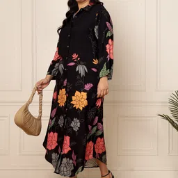 vibes by deebaco DEEBACO Plus Size Floral Printed A-Line Midi Dress-picture-34