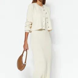 Trendyol Round Neck Long Sleeves Striped A-Line Midi Dress image 1