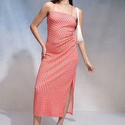 Tokyo Talkies Women Checked Sheath Midi Dress-picture-11