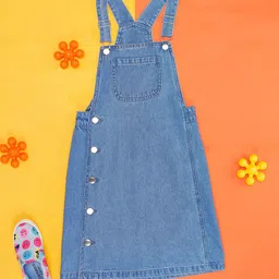 Pantaloons Junior Girls Shoulder Straps Cotton Pinafore Dress-picture-36