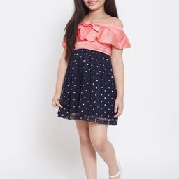 Stylo Bug Girls Peach-Coloured Printed Fit and Flare Dress-picture-30