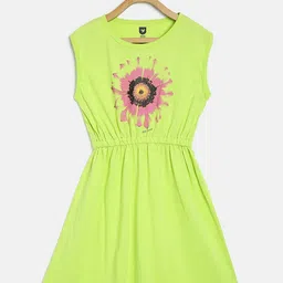 612 league Girls Green Printed Fit and Flare Dress-image-41