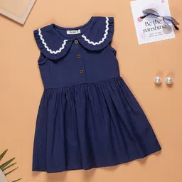 Purple United Kids Girls Peter Pan Collar Sleeveless A-Line Dress-picture-39
