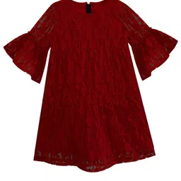 a.t.u.n. A T U N Maroon Lace A-Line Dress-picture-18