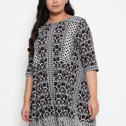 Amydus Women Plus Size Black & White A-Line Dress image 1