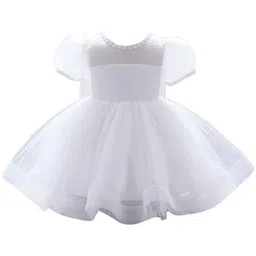 StyleCast White & gray lilac Puff Sleeve Fit & Flare Dress-picture-5