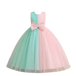 StyleCast Green Girls Colourblocked Bow Detail Balloon Maxi Dress-picture-45