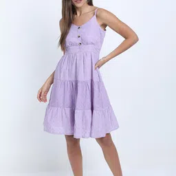 Tokyo Talkies Women Purple Tiered Strappy Dress-image-81