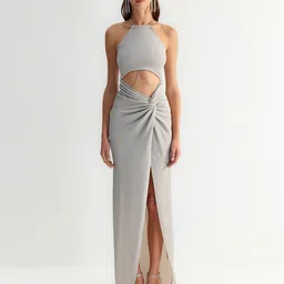 Trendyol Halter Neck Cut-Outs Sheath Maxi Dress-image-7