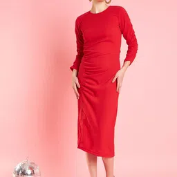 Antheaa Red Bodycon Midi Dress-picture-31