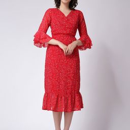 COLOR STUDIO Bell Sleeves Maternity Sheath Midi Dress-picture-4
