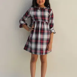 Jungleebilli Girls Red & White Checked Pure Cotton A-Line Dress-picture-48
