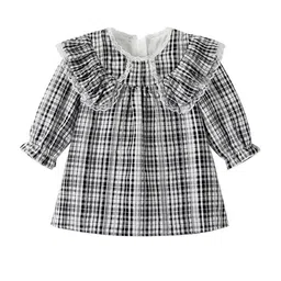 StyleCast Checked Round Neck Long Sleeves A-Line Casual Dress-picture-2