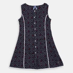 Blue Giraffe Girls Navy Blue Printed A-Line Dress-image-27