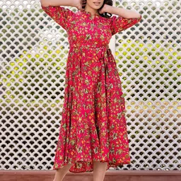 Jaitpuriya Floral Print Puff Sleeve Maxi Dress-image-33