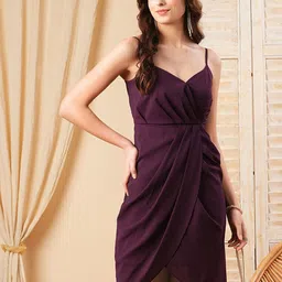 MISH Shoulder Straps Georgette Wrap Dress-image-5