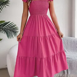 StyleCast x Revolte Smocked Tiered Fit and Flare Maxi Dress-picture-12