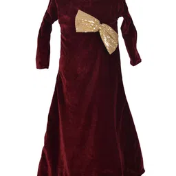 Samsara Couture Girls Maroon & Gold-Toned Net Bodycon Dress-image-85