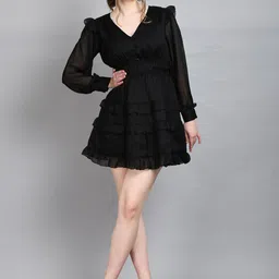 fuchsia PRETTY LOVING THING Chiffon Mini Dress image 1