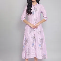 W Pink Floral Shirt Midi Dress-picture-33