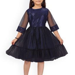 Aarika Navy Blue Embellished Net Dress-picture-25
