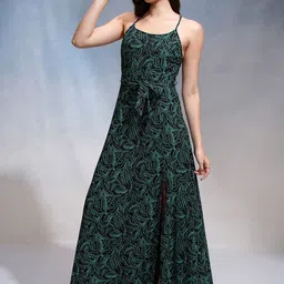 Tokyo Talkies Women Tribal Printed Fit & Flare Tie-Ups Maxi Dress-image-32