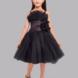 Pink Chick Girls Shoulder Straps Ruffled Tulle Net Fit & Flare Dress-picture-27