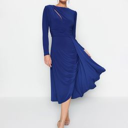 Trendyol Round Neck Long Sleeves Fit & Flare Midi Dress-picture-9