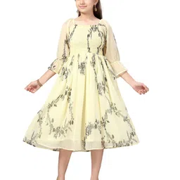 BAESD Girls Floral Print Bell Sleeve Fit & Flare Midi Dress-picture-23