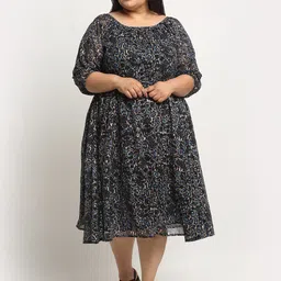 sindrellastorie Plus Size Floral Printed Fit & Flare Midi Dress-picture-35
