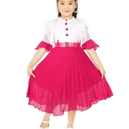 BAESD Girls Accordion Pleated Georgette Fit & Flare Midi Dress-picture-34