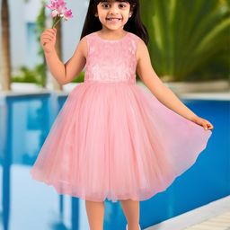Toonyport Girls Floral Embroidered Sequined Net Tulle Fit & Flare Dress-picture-39