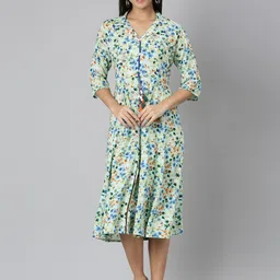 Neerus Women Floral Print Fit & Flare Midi Dress-picture-12