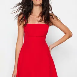 Trendyol Square Neck Fit & Flare Mini Dress-image-27