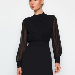 Trendyol Mock neck cuffed Long sleeves Fit & Flare Mini Dress-picture-35