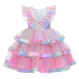 StyleCast Girls Pink Embellished Layered Fit and Flare Dress-picture-35
