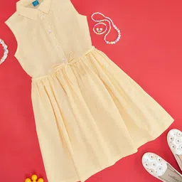 YU by Pantaloons Girls Checked Shirt Collar Pure Cotton Fit and Flare Dress-image-76