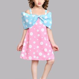 Pink Chick Shoulder Straps Polka Dot Printed Cotton A-Line Dress-picture-41