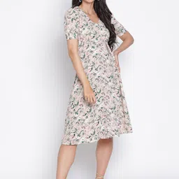 DRAAX Fashions Floral Printed V-Neck Tie-Ups A-Line Dress-picture-40